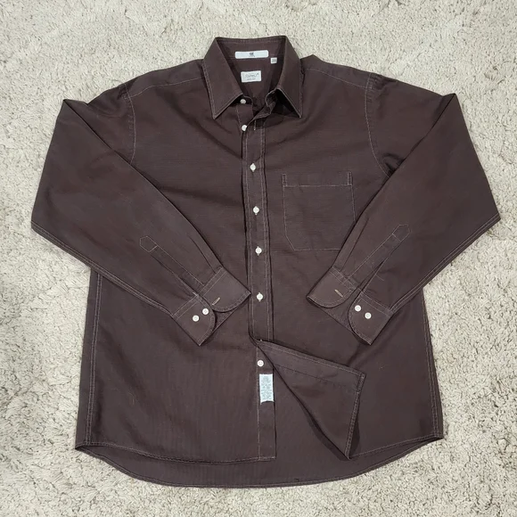 Camel Classic Chocolate Brown 100% Cotton Mori Long Sleeve Button Up Shirt. 42 - Picture 3 of 8